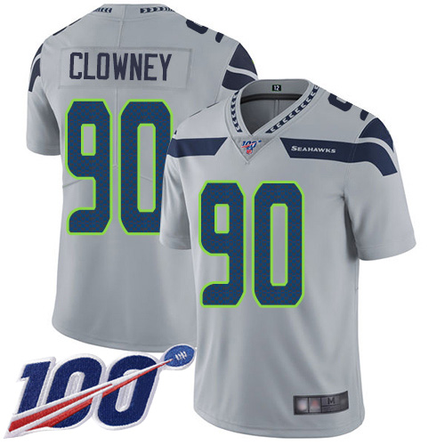 Seattle Seahawks Limited Grey Men Jadeveon Clowney Alternate Jersey NFL Football #90 100th Season Vapor Untouchable->youth nfl jersey->Youth Jersey